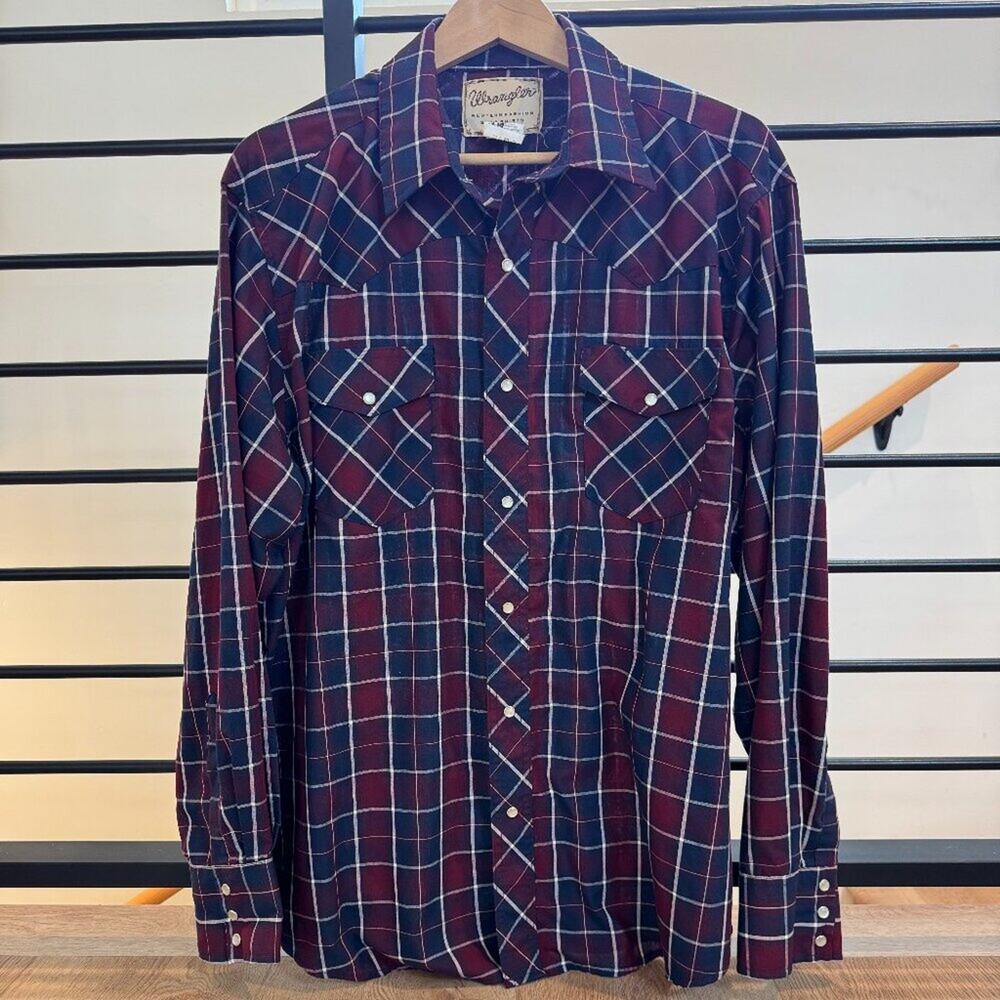 Wrangler Vintage Men’s Snap Front Western Plaid Shirt XL